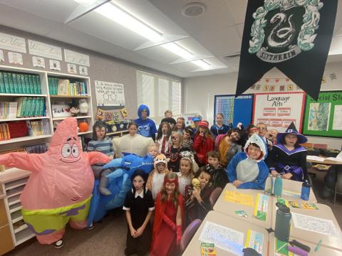 Mrs. Warner's class dressed up for halloween