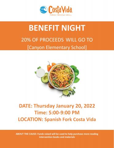 Benefit Night at Costa Vida January 20, 2022