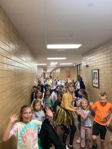 Dance party in the hallway