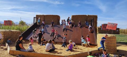 students playing at the corn pit