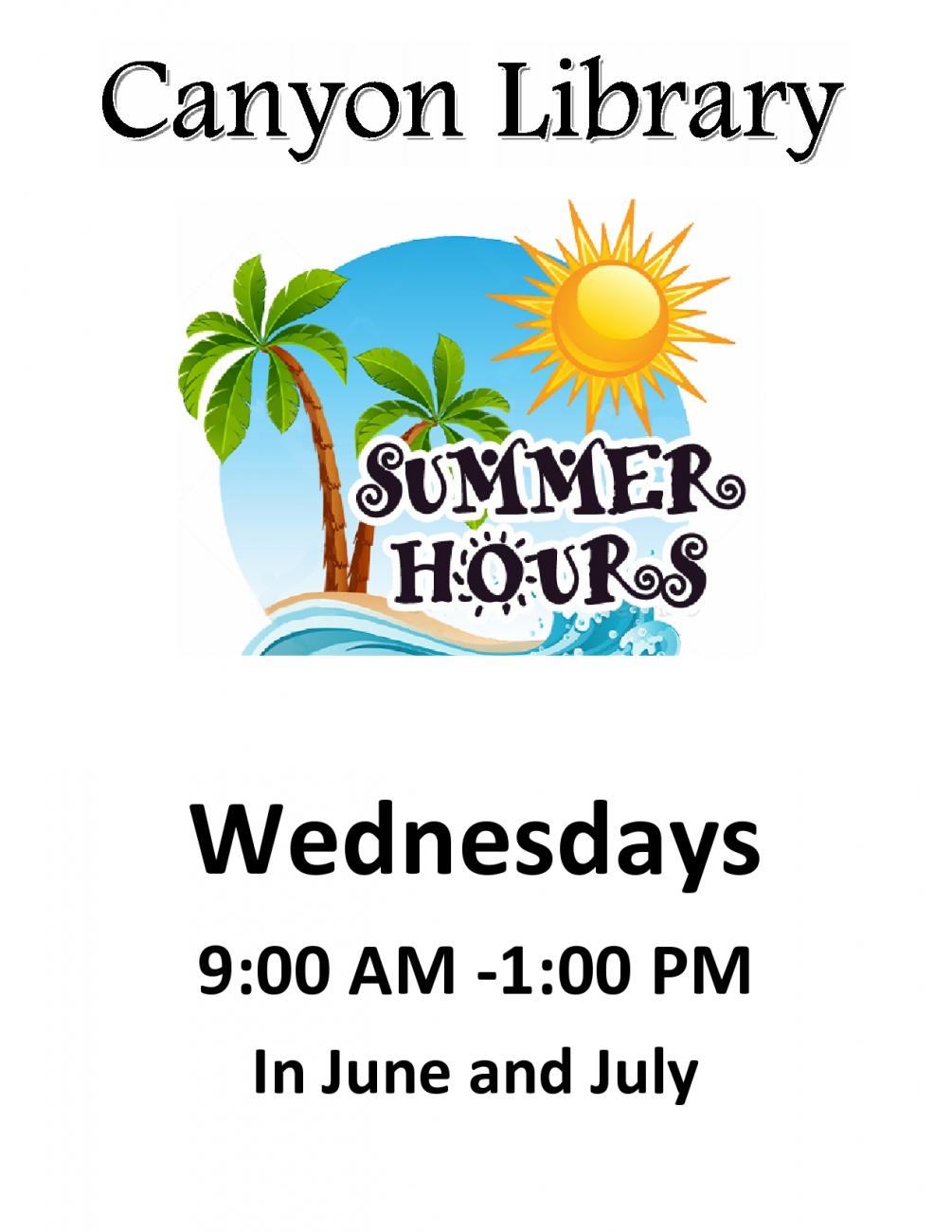 Summer library hours Canyon Elementary