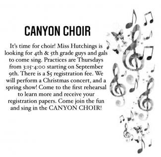 Come join the fun and sing in the Canyon Choir!