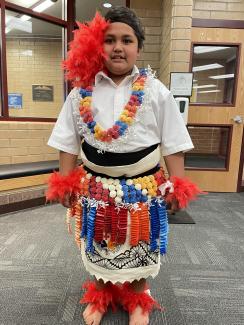 Student in traditional Tongan dance clothing